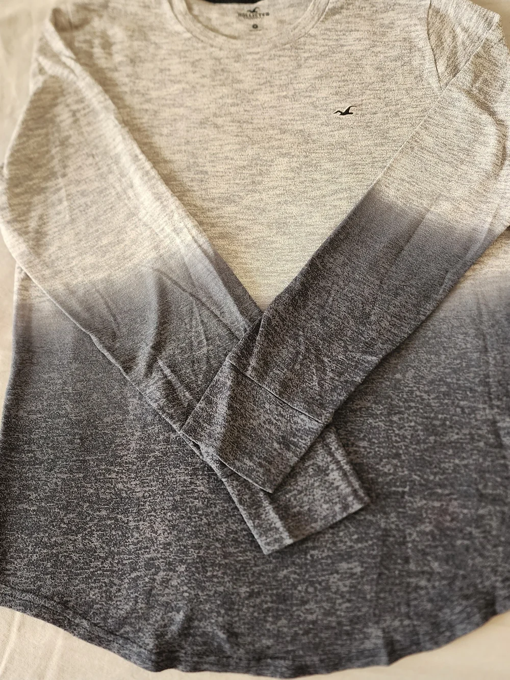 Hollister Men's Gradient Crewneck Sweater - Light Gray to Dark Gray